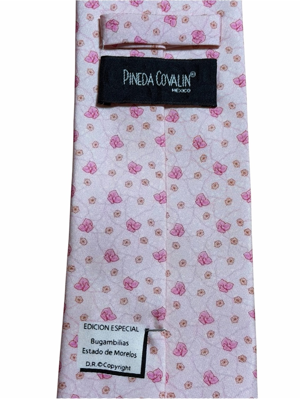 Pineda Covalin Edicion Especial Soft Baby Pink Floral Luxury Silk Necktie 57” - Picture 4 of 5